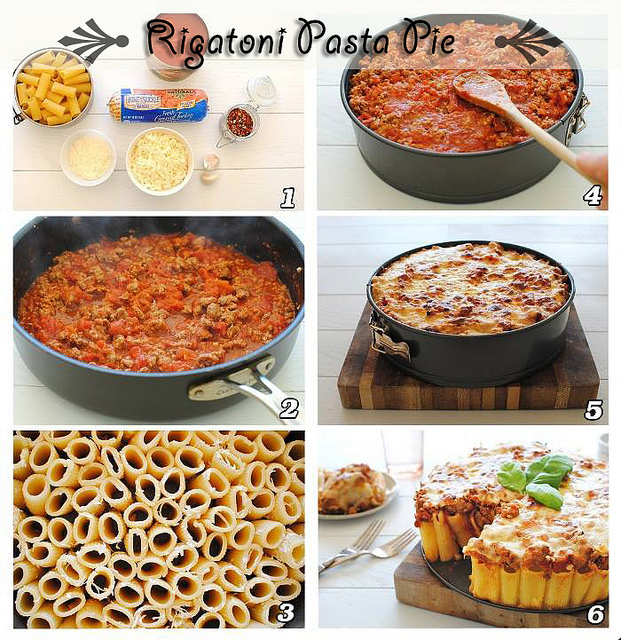 Rigatoni pasta pie