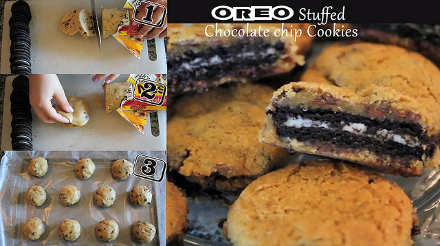 Oreo Stuffed Chocolate Chip Cookies