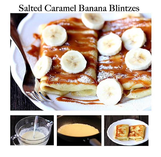 Salted Caramel Banana Blintzes