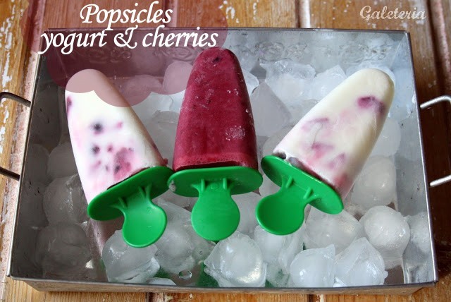 Popsicles yogurt and cherries