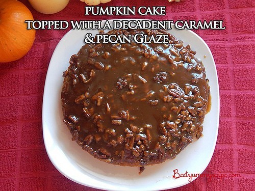 Caramel and Pecan Upside Down Pumpkin Cake