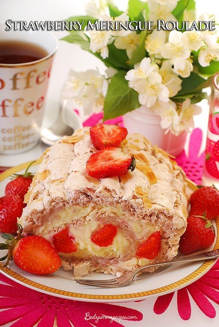 Strawberry Meringue Roulade