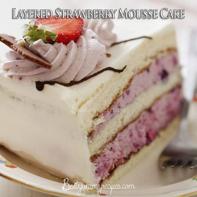 Layered Strawberry Mousse Cake