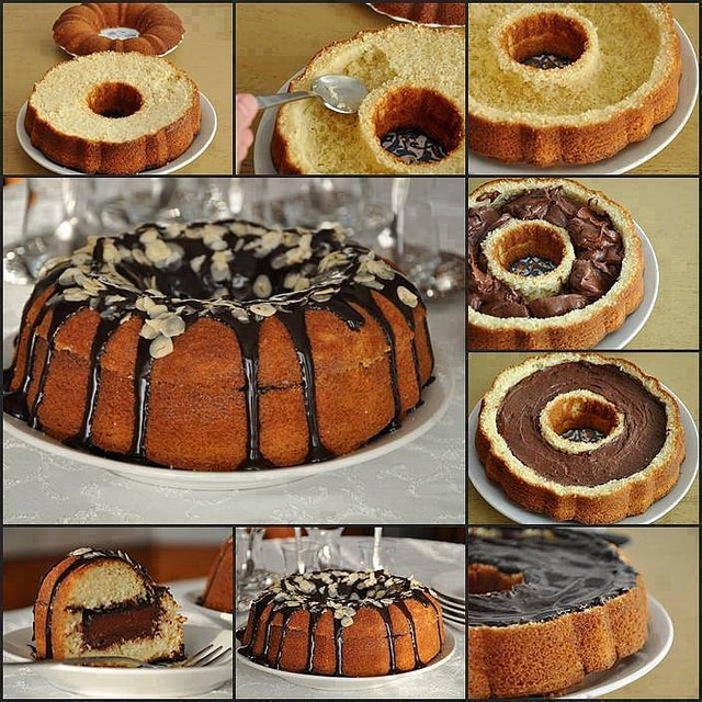 Sour Cream Bundt Cake Stuffed with Chocolate Pudding