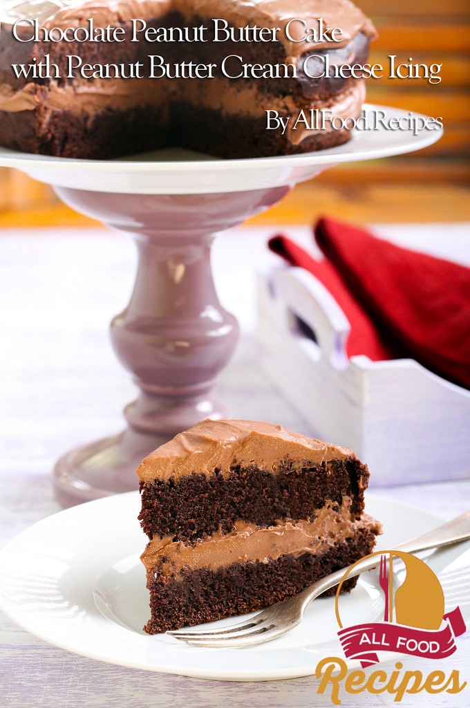 Chocolate Peanut Butter Cake with Peanut Butter Cream Cheese Icing