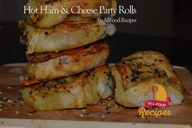 Hot Ham & Cheese Party Rolls