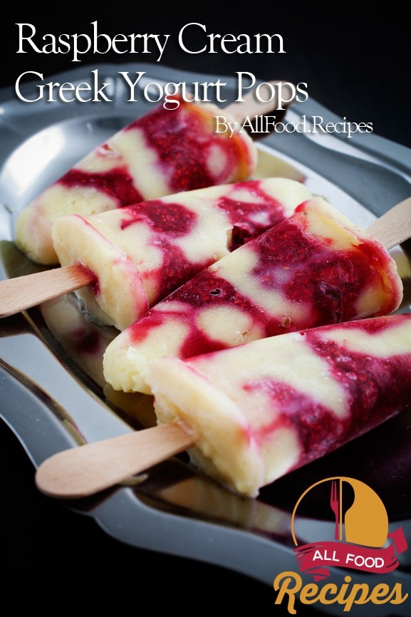 Raspberry Cream Greek Yogurt Pops