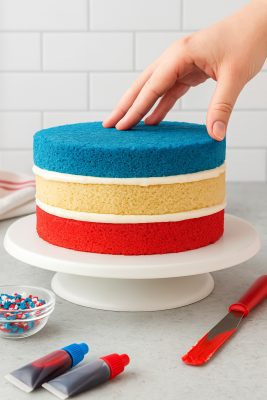 layers American Flag Cake: A Red, White, and Blue Celebration