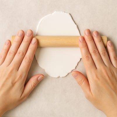 Rolling-air-dry-clay-for-DIY-magnets