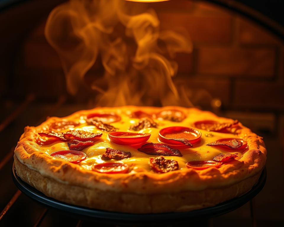 Golden Brown Pizza Burger Pie in Oven