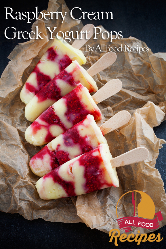 Raspberry Cream Greek Yogurt Pops