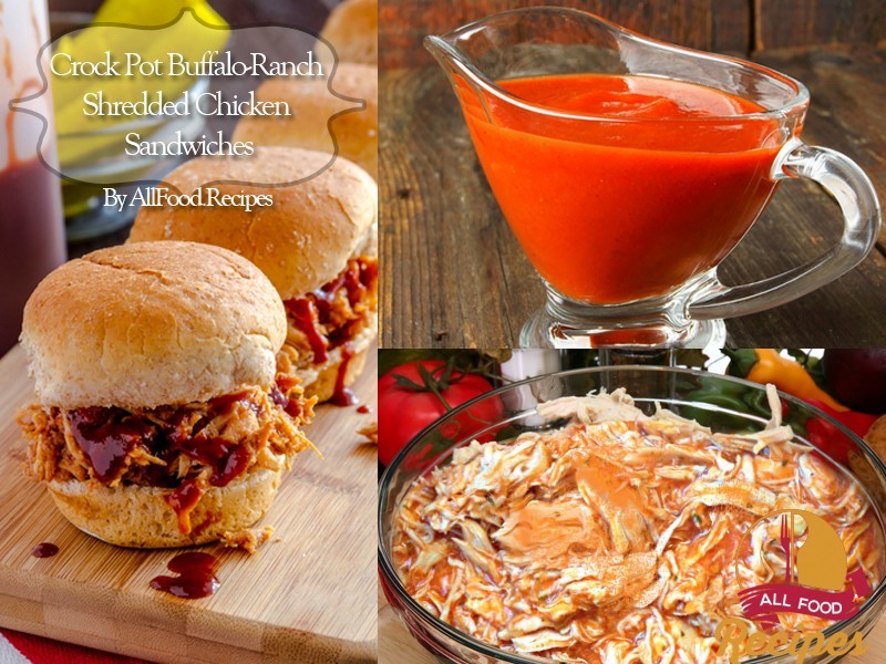 Crock Pot Buffalo-Ranch Shredded Chicken Sandwiches