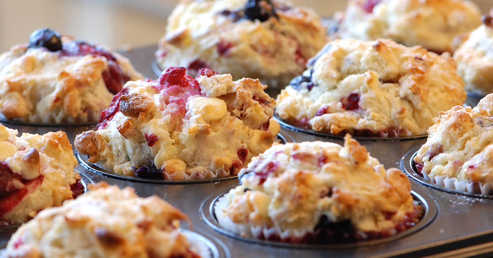 Mixed Berry White Chocolate Muffins