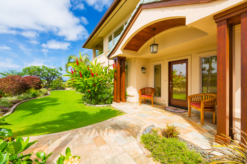 Beautiful Home Exterior, Luxury Home, Sunny Blue Sky