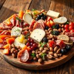 Beautifully arranged charcuterie board f ideas eaturing an assortment of cheeses, cured meats, fresh fruits, nuts, and crackers, perfect for parties and gatherings