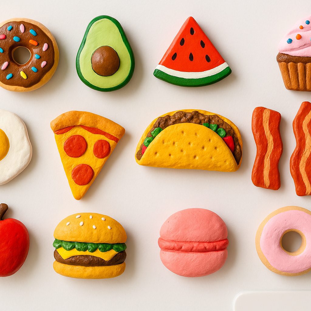 DIY Fridge Magnets: Make Clay Refrigerator Art at Home 11 Handmade-clay-food-magnets-on-a-fridge-door