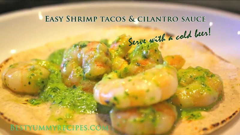 Shrimp tacos with cilantro sauce