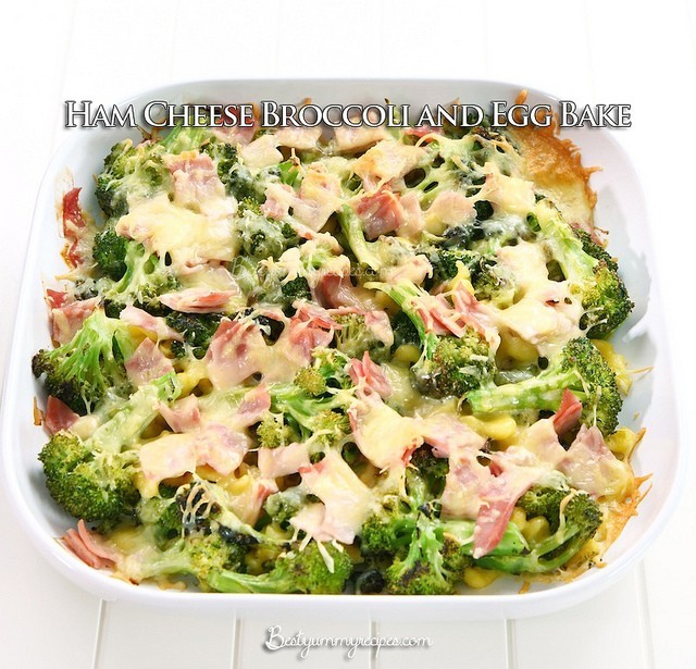 Baked broccoli with ham