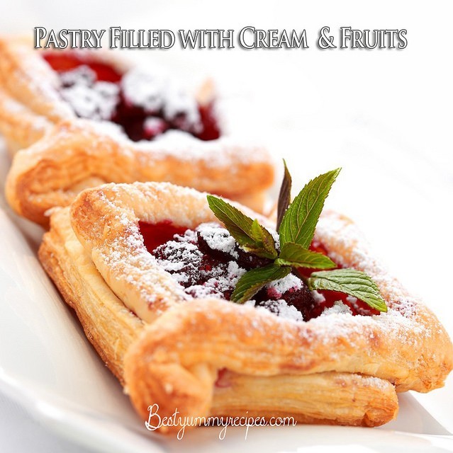 Pastry Filled with Cream and Fruits