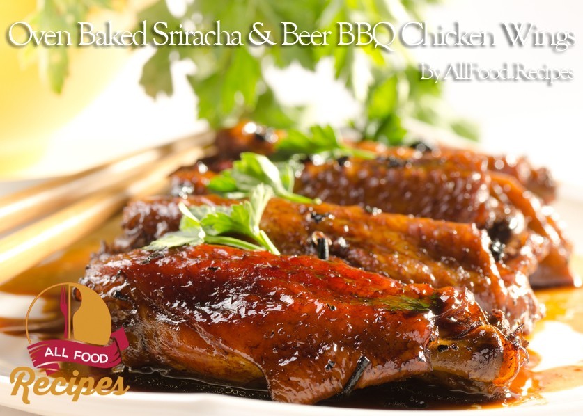Oven Baked Sriracha and Beer BBQ Chicken Wings recipe