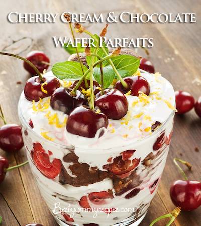 Cherry Cream and Chocolate Wafer Parfaits