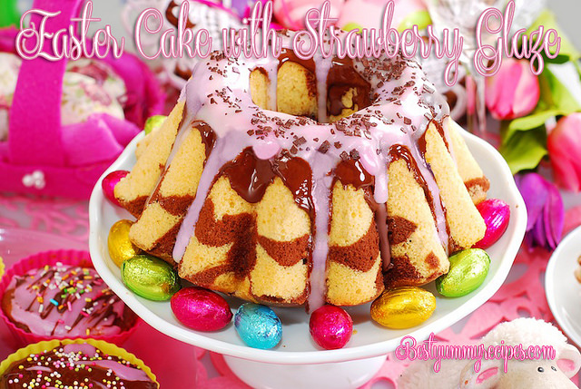 Easter Cake with Strawberry Glaze