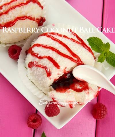Raspberry Coconut Ball Cake