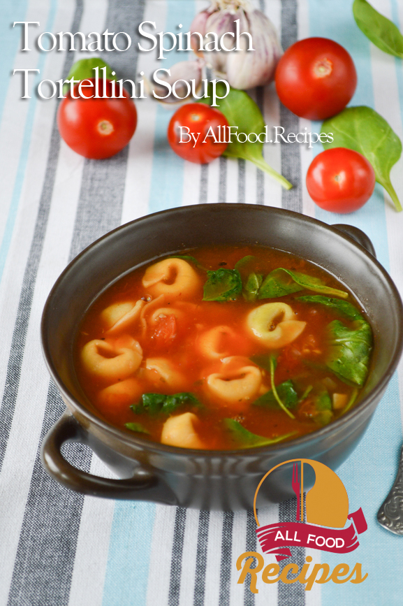 Homemade Tortellini Soup with Tomato, Basil, and Spinach