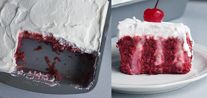 Boozy Red Velvet Poke Cake