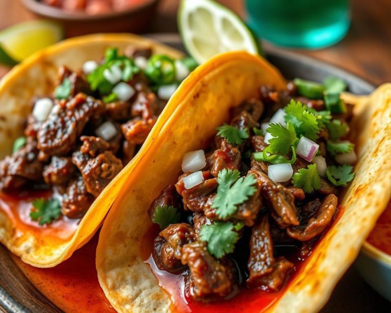 Crispy birria tacos served with chipotle stock, garnished with fresh lime, onions, and cilantro, perfect for an authentic Mexican food experience like taco soup recipe