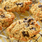 Delicious 4-ingredient protein cookies packed with 40g of protein, cooling on a wire rack.
